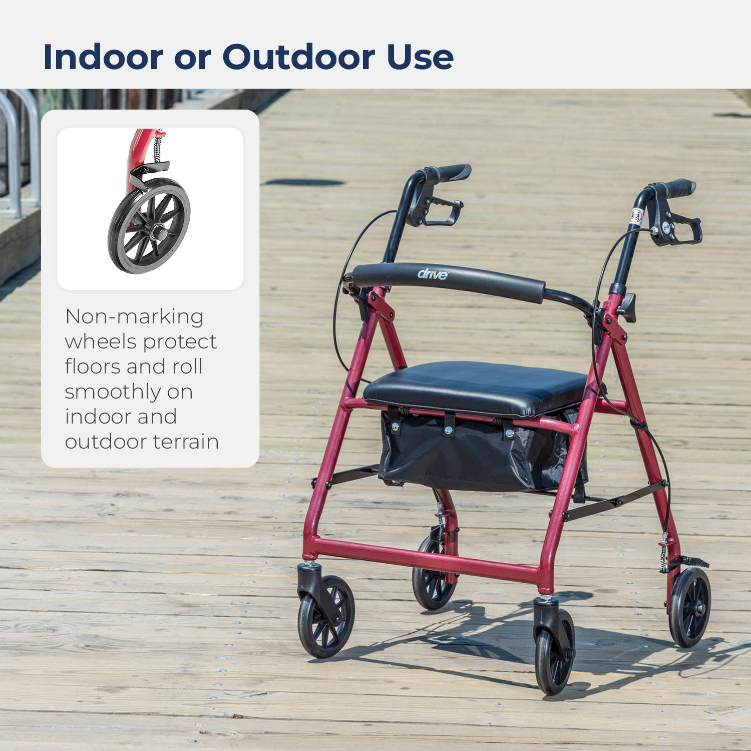Aluminum Rollator Walker with Seat, 6