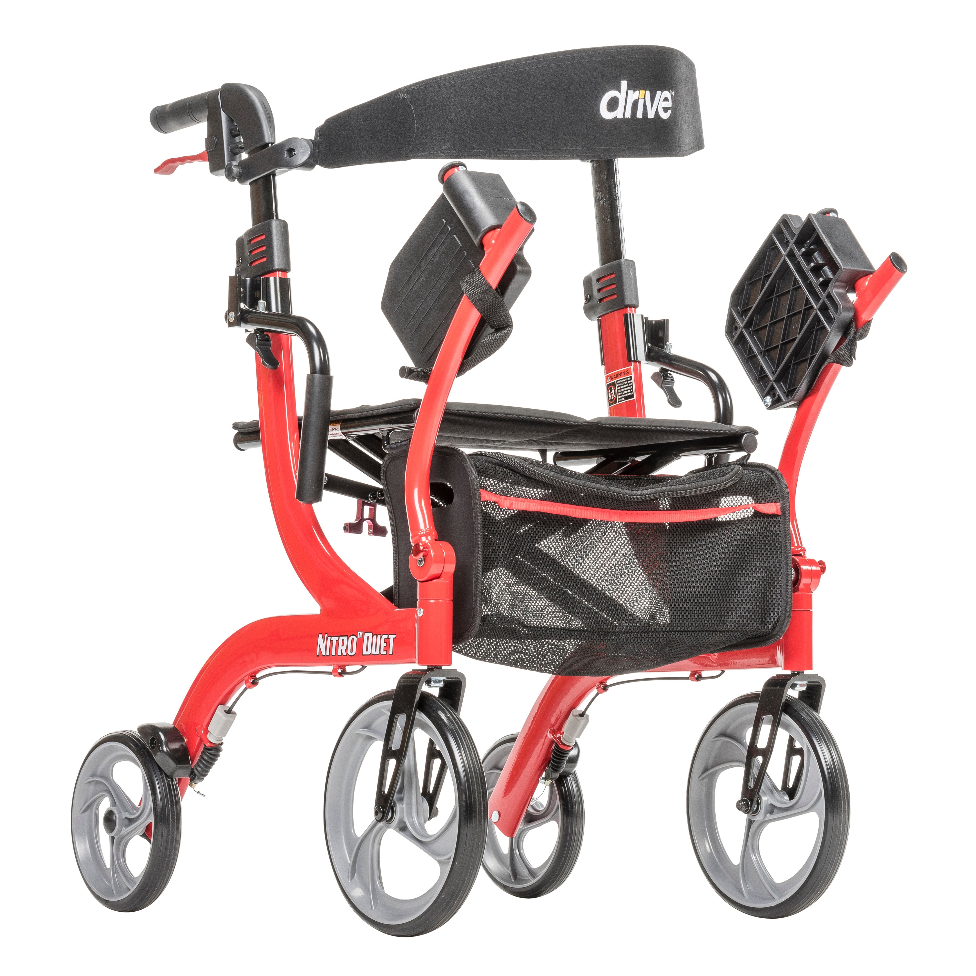 Nitro Duet Dual Function Transport Wheelchair and Rollator Rolling