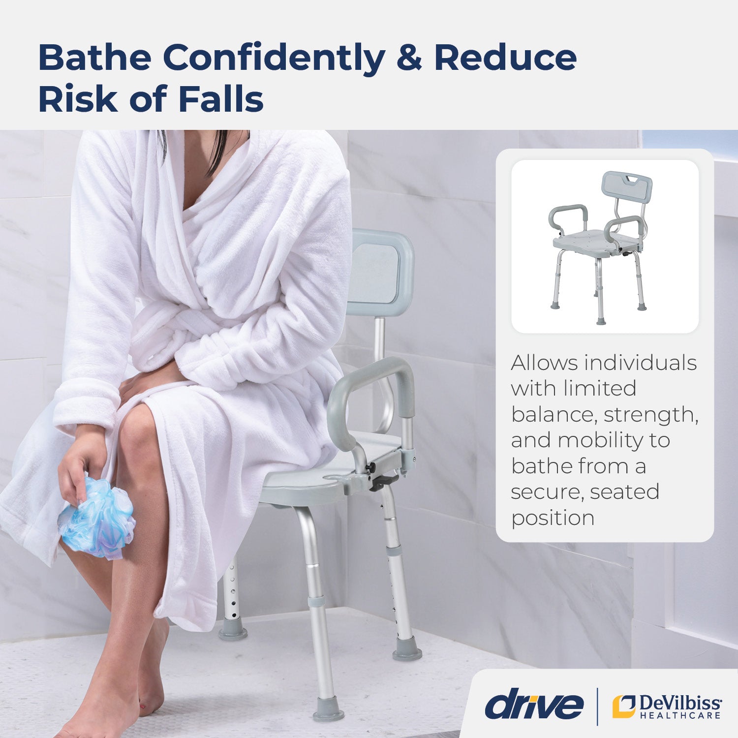 PreserveTech™ Adjustable 360° Swivel Bath Chair | Drive Medical at