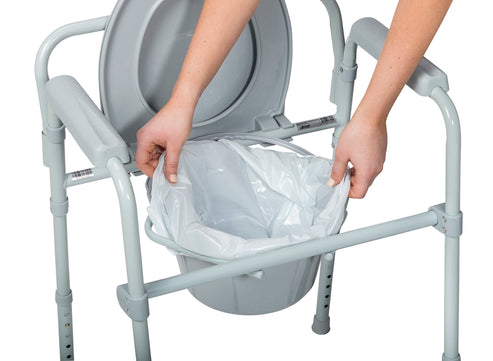 Steel Folding Commode Chair with Liners, Gray | Drive Medical at Home ...